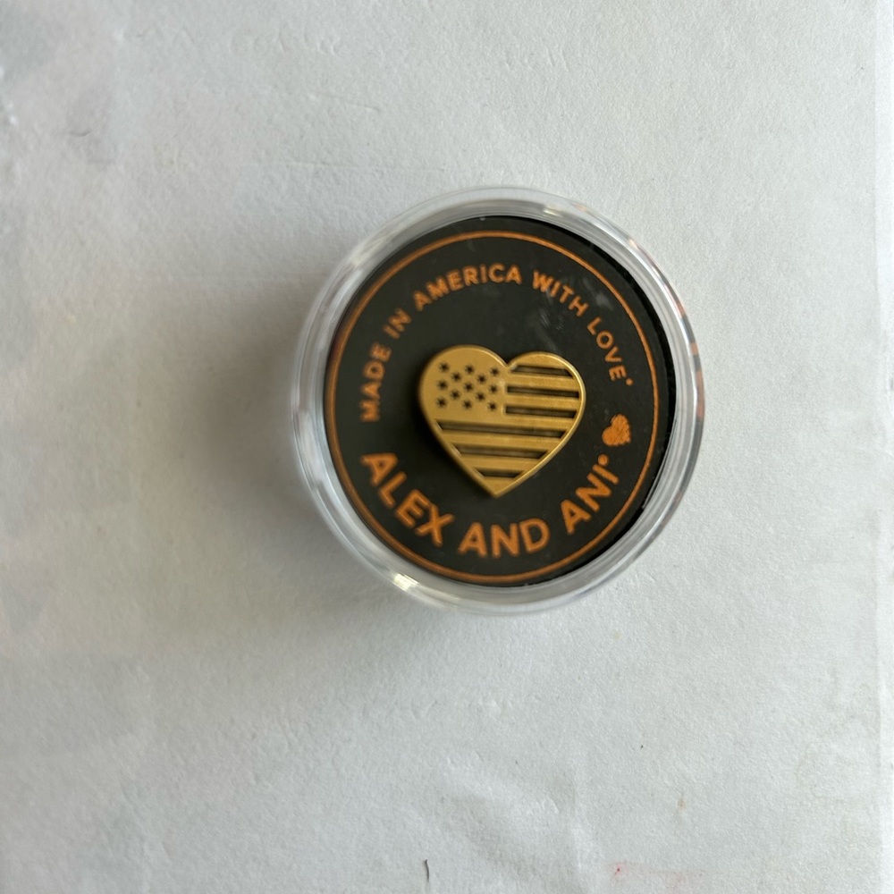 Alex and Ani Heart Flag Pin Gold New